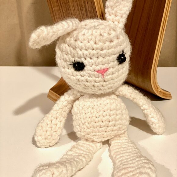 Vintage Handmade Crochet Bunny Plush Doll 12" Tall - Adorable Gift Idea - Picture 2 of 7